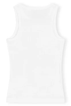 GANNI Små Gaver | Plus Size Klær<White Soft Cotton Rib-singlet BrightWhite