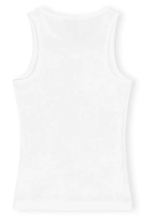 GANNI Små Gaver | Plus Size Klær<White Soft Cotton Rib-singlet BrightWhite