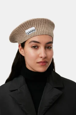 GANNI Hatter<Wool Beret BlackMelange